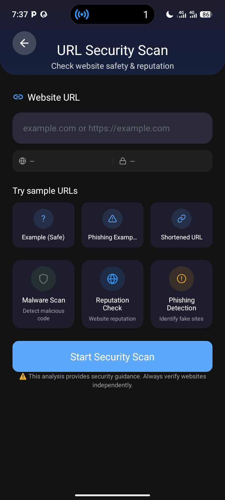 Link Security Check Screenshot