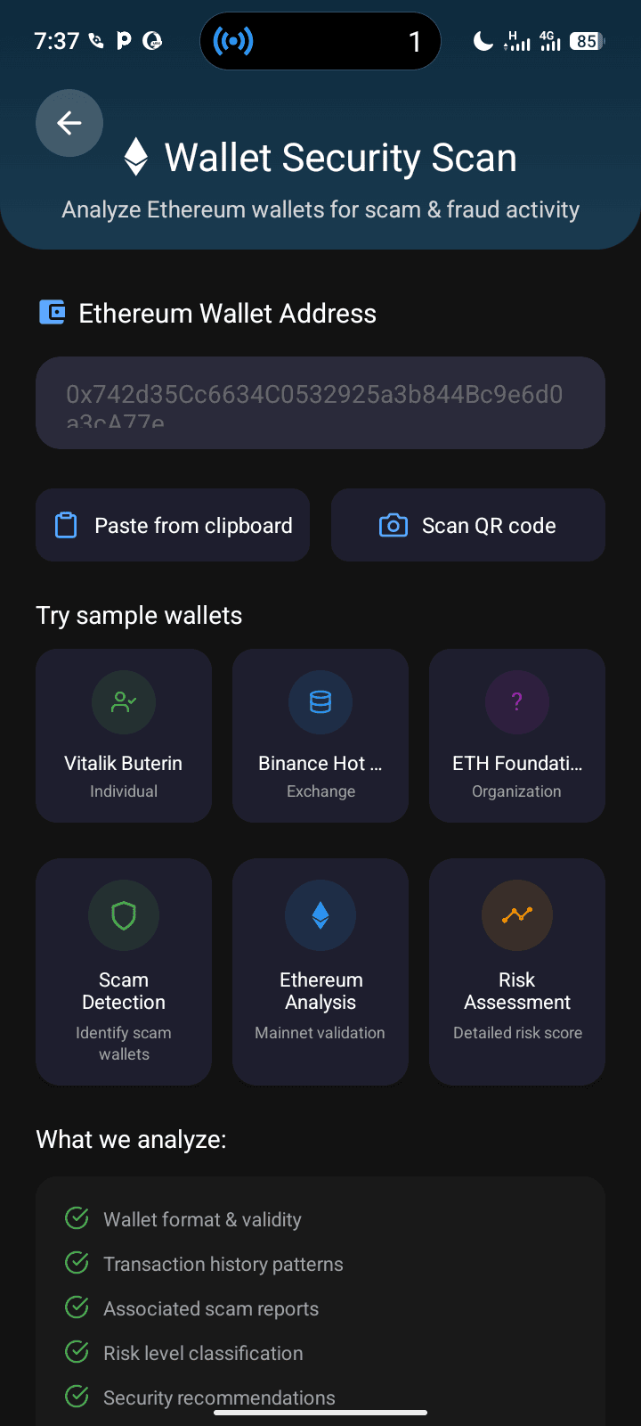 Wallet Address Validator Screenshot